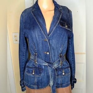 Lauren Ralph Lauren Blue Denim Belted Jacket